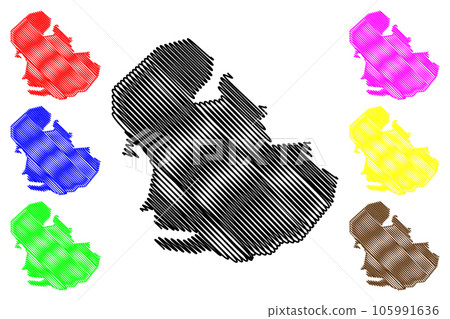 Cameron island (Canada, Nunavut Territory, North America) map vector illustration, scribble sketch Cameron map 105991636