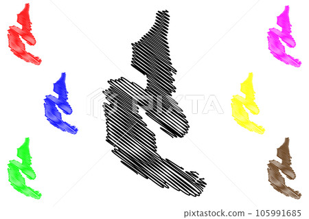 Dawson island (Republic of Chile, South and Latin America, Tierra del Fuego Archipelago) map vector illustration, scribble sketch Isla Dawson map Dawson island (Republic of Chile, South and Latin America, Tierra del Fuego Archipelago) map vector illustration, scribble sketch Isla Dawson map 105991685