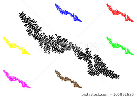 Desolacion island (Republic of Chile, South and Latin America, Tierra del Fuego Archipelago) map vector illustration, scribble sketch Isla Desolacion map 105991686