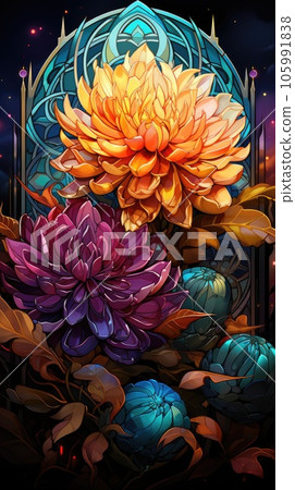 Background with colorful abstract flowers 105991838