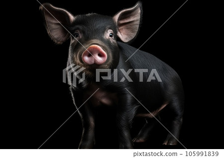 Black Pig on dark background 105991839
