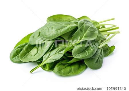 Green fresh spinach isolated on white background. 105991840
