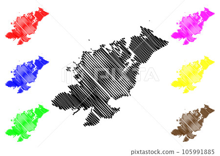Donegal County Council (Republic of Ireland, Counties of Ireland) map vector illustration, scribble sketch Donegal map Donegal County Council (Republic of Ireland, Counties of Ireland) map vector illustration, scribble sketch Donegal map 105991885