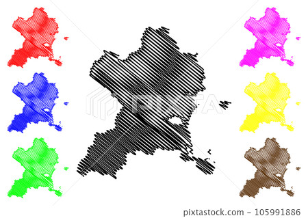 Fingal County Council (Republic of Ireland, Counties of Ireland) map vector illustration, scribble sketch Fingal map Fingal County Council (Republic of Ireland, Counties of Ireland) map vector illustration, scribble sketch Fingal map 105991886