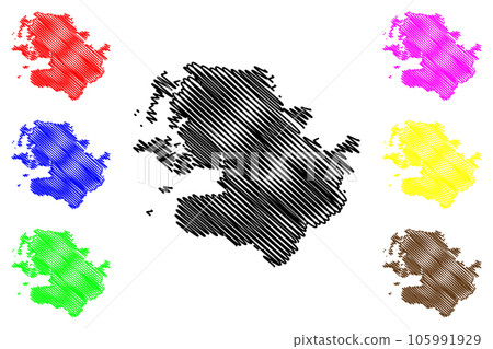 Mayo County Council (Republic of Ireland, Counties of Ireland) map vector illustration, scribble sketch Mayo map Mayo County Council (Republic of Ireland, Counties of Ireland) map vector illustration, scribble sketch Mayo map 105991929
