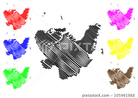 Kitakyushu City (State of Japan, island country, Fukuoka Prefecture) map vector illustration, scribble sketch City of Kitakyushu map 105991988