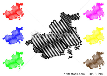 Kobe City (State of Japan, island country, Hyogo Prefecture) map vector illustration, scribble sketch City of Kobe map 105991989