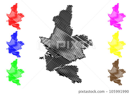 Kumamoto City (State of Japan, island country, Kyushu Region) map vector illustration, scribble sketch City of Kumamoto map 105991990