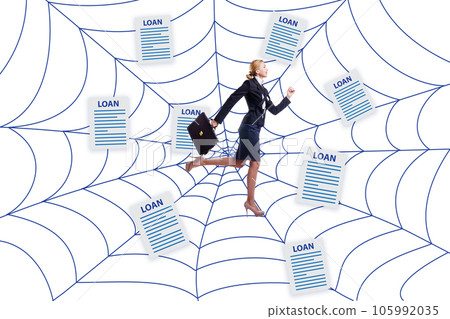 Businesswoman caught in the debt and loan Businesswoman caught in the debt and loan 105992035