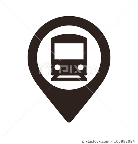 Train station map pin. Train station location pin. GPS train location symbol for apps and websites 105992084