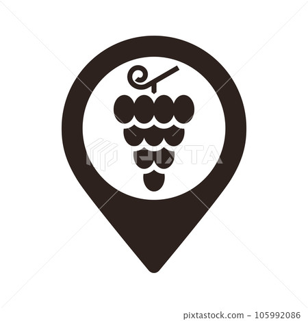 Vineyard map pin. Winery location pin. GPS winemakers location symbol for apps and websites Vineyard map pin. Winery location pin. GPS winemakers location symbol for apps and websites 105992086