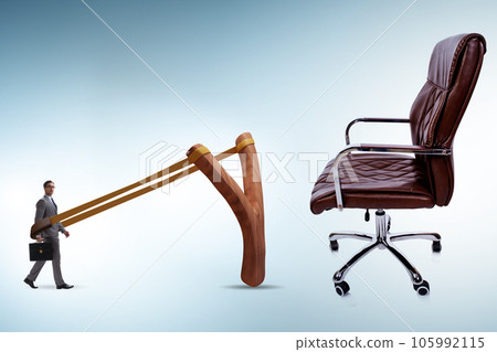 Career concept with businessman launched from slingshot 105992115