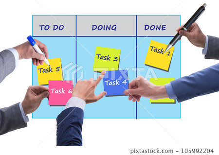 Agile kanban board with outstanding tasks 105992204