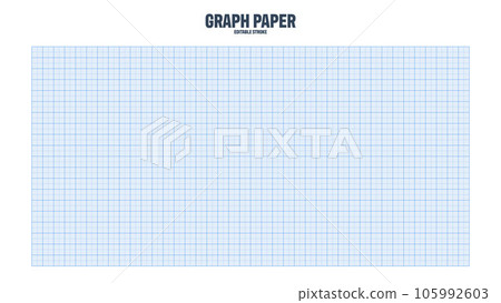 Sheet of graph paper with grid. Millimeter paper texture, geometric pattern. Blue lined blank for drawing, studying, technical engineering or scale measurement. Vector illustration 105992603
