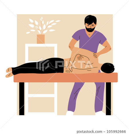 Doctor chiropractor doing massage to a patient Doctor chiropractor doing massage to a patient 105992666
