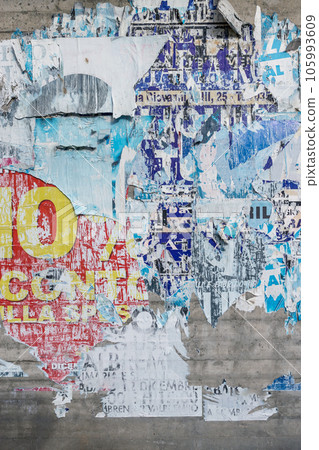 Wall with ripped posters Wall with ripped posters 105993609