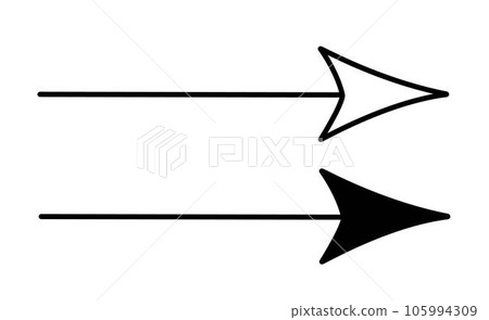 Arrows simple hand drawn vector illustration, free form sign pointing to right, showing direction Arrows simple hand drawn vector illustration, free form sign pointing to right, showing direction 105994309