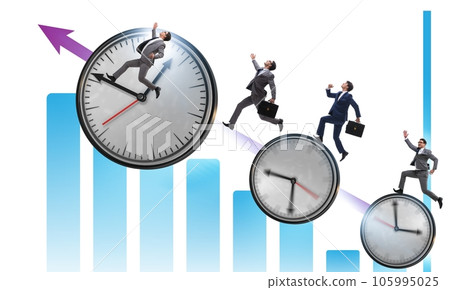 Growth and recovery concept with businessman and clocks 105995025