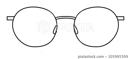 Round frame glasses fashion accessory illustration. Sunglass front view for Men, women, unisex silhouette style, flat  105995509