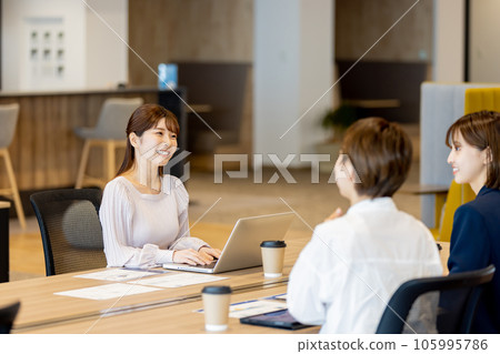 Business woman working in a fashionable designer's office Business woman working in a fashionable designer's office 105995786
