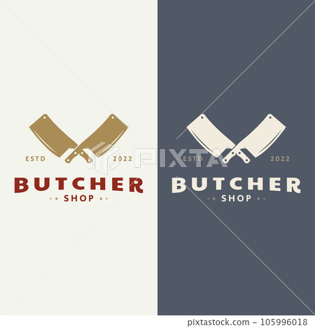 Butcher Knife Vintage Logo Template. 105996018