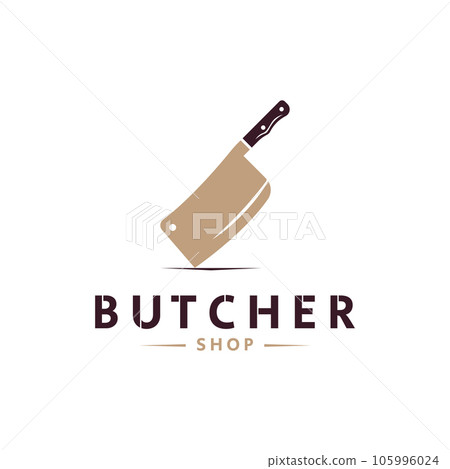 Butcher Knife Vintage Logo Template. 105996024