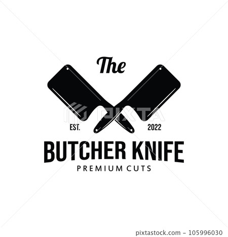 Butcher Knife Vintage Logo Template. 105996030