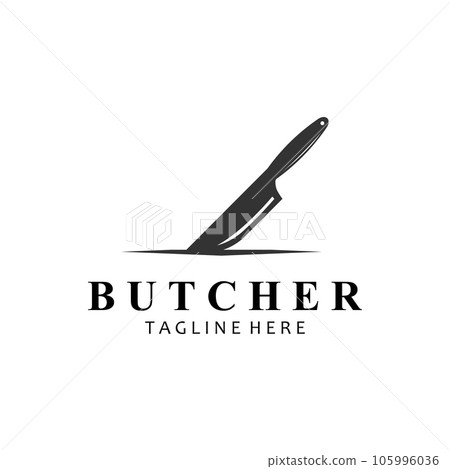 Butcher Knife Vintage Logo Template. 105996036