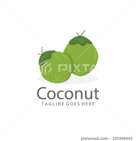 Natural Young Coconut Flat Design Logo Template. 105996042