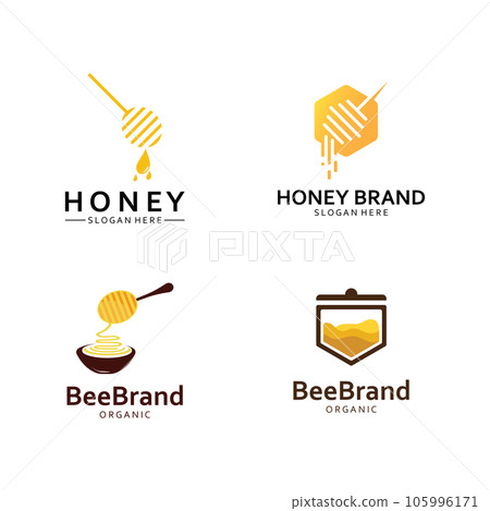 Vector honey logo template. Fresh honey health logo concept. Vector honey logo template. Fresh honey health logo concept. 105996171