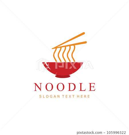 Noodle, ramen, spaghetti and pasta illustration logo template. 105996322