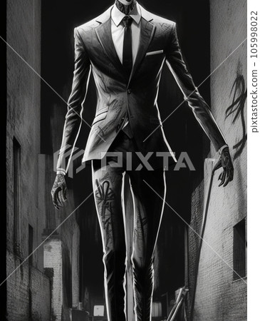 修長西裝男都市傳說Slenderman AI形象 修長西裝男都市傳說Slenderman AI形象 105998022