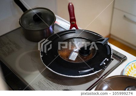 蓋上煎鍋的蓋子 105999274