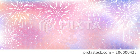 Vector illustration material of fireworks in the gradation of dusk 106000425
