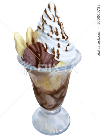 banana chocolate parfait illustration 106000785