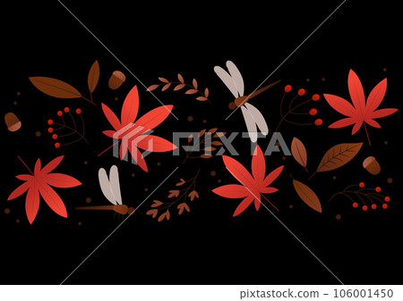 Vector illustration of maple leaves and dragonflies. Vector illustration of maple leaves and dragonflies. 106001450