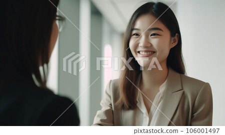 Asian business woman having a meeting, meeting, meeting (Generative AI) 106001497