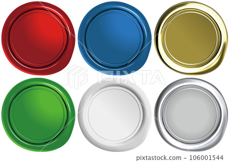 6 種類型的密封蠟徽章集矢量圖 106001544