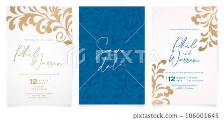 three set wedding invitation card with ornate elegant retro abstract floral designs for cards template, Stationery, Layout, collage, scene designs, event flyers, print materials paper, screen printing three set wedding invitation card with ornate elegant retro abstract floral designs for cards template, Stationery, Layout, collage, scene designs, event flyers, print materials paper, screen printing 106001645