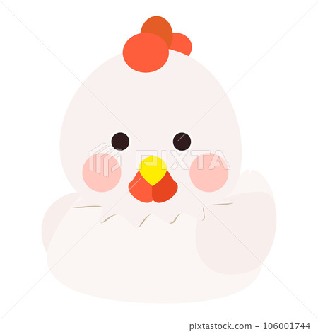 Cute little white chicken, full body, sitting and laying egg, front face. Isolated on white background, EPS10 vector Cute little white chicken, full body, sitting and laying egg, front face. Isolated on white background, EPS10 vector 106001744
