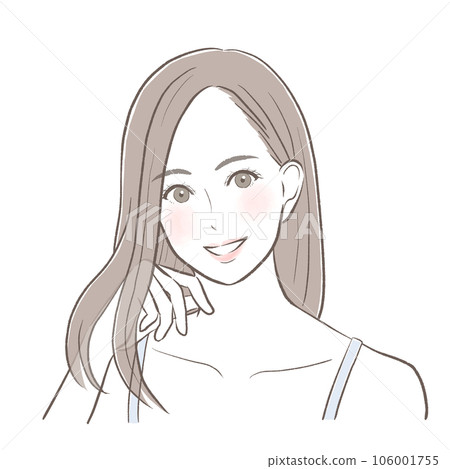 美麗的女人撫摸她美麗的長發 美麗的女人撫摸她美麗的長發 106001755