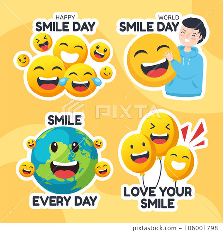 Smile Day Label Flat Cartoon Hand Drawn Templates Background Illustration 106001798