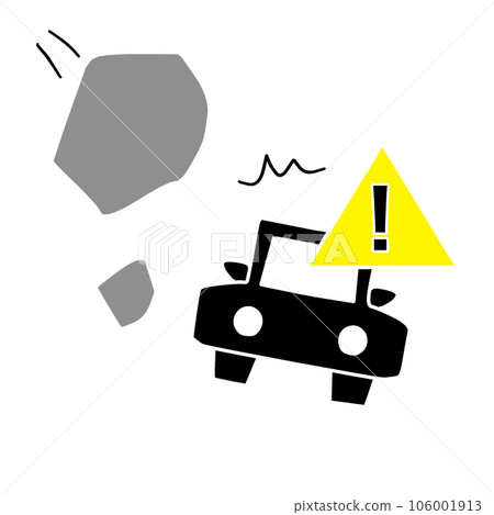 插圖顯示要小心落石。提醒注意落石的指示標記 106001913