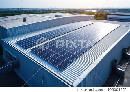 Warehouse roof with solar panels. Warehouse roof with solar panels. 106001951