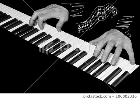 New modern pipe organ keyboard top view. New modern pipe organ keyboard top view. 106002336