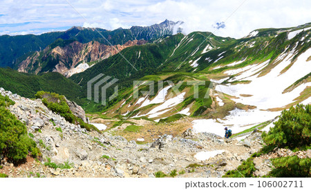 View from the summit of Mt. Mitsumata Renge in the Northern Alps Mt. Yarigatake, distant view of Kitakama Ridge View from the summit of Mt. Mitsumata Renge in the Northern Alps Mt. Yarigatake, distant view of Kitakama Ridge 106002711