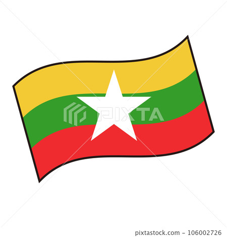 Waving Myanmar flag icon. vector. Waving Myanmar flag icon. vector. 106002726