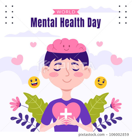 Mental Health Day Social Media Illustration Flat Cartoon Hand Drawn Templates Background Mental Health Day Social Media Illustration Flat Cartoon Hand Drawn Templates Background 106002859