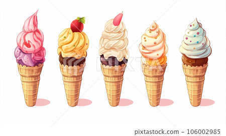 手绘卡通美味的冰淇淋插画 106002985