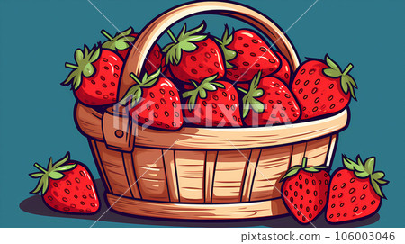 手绘卡通新鲜美味的草莓插画 106003046